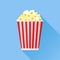 Popcorn flat icon. Vector illustration.