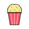 Popcorn food design icon, web corn box snack flat vector illustration element