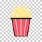 Popcorn food design icon, web corn box snack flat vector illustration element