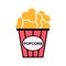 Popcorn food design icon, web corn box snack flat vector illustration element