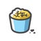 Popcorn full Bucket Vector icon Cartoon illustration