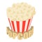 Popcorn icon isometric vector. Classic striped basket full of fresh popcorn icon