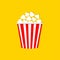 Popcorn icon. Red white red strip box. Cinema movie night. Pop corn food. Cute movie cinema banner decoration template. Flat