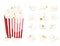 Popcorn icon symbol food cinema movie film flat stock bowl full of popcorn and paper glass Flat Design Style Fresh cartoon