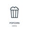 popcorn icon vector from carnival collection. Thin line popcorn outline icon vector illustration