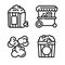Popcorn icons set, outline style
