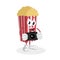 Popcorn mascot and background with camera pose
