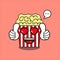 popcorn mascot with love eyes