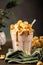 Popcorn milkshake with sea salt caramel
