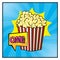 Popcorn with omg message inside square chat bubble