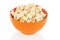 Popcorn in a orange bowl