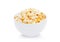 Popcorn salty sweet snack in white bowl