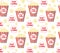 Popcorn seamless pattern, endless texture. Repeating background. Vector illustration.