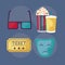 popcorn with set icons cinema