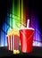 Popcorn and Soda on Abstract Spectrum Background