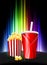 Popcorn and Soda on Abstract Spectrum Background