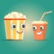 Popcorn and soda characters best friends.