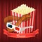 Popcorn Stripe with Film Cinema Watching Vector