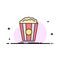 Popcorn, Theater, Movie, Snack  Business Flat Line Filled Icon Vector Banner Template