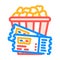 popcorn tickets cinema color icon vector illustration