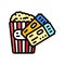 popcorn tickets cinema color icon vector illustration