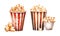 Popcorn watercolor clipart illustration with isolated background