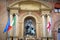 Pope Gregory XIII statue on King Enzo palace at Bologna main square