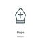 Pope outline vector icon. Thin line black pope icon, flat vector simple element illustration from editable religion concept