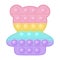 Popit figure bear a fashionable silicon toy for fidgets. Addictive anti stress toy in pastel rainbow colors. Bubble