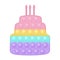 Popit figure big cake as a fashionable silicon toy for fidgets. Addictive anti stress toy in pastel rainbow colors