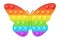Popit figure butterfly a fashionable silicon toy for fidgets. Addictive anti stress toy in bright rainbow colors. Bubble