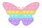 Popit figure butterfly a fashionable silicon toy for fidgets. Addictive anti stress toy in pastel rainbow colors. Bubble