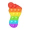 Popit figure foot as a fashionable silicon toy for fidgets. Addictive anti stress toy in bright rainbow colors. Bubble