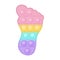 Popit figure foot as a fashionable silicon toy for fidgets. Addictive anti stress toy in pastel rainbow colors. Bubble