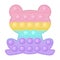 Popit figure frog as a fashionable silicon toy for fidgets. Addictive anti stress toy in pastel rainbow colors. Bubble