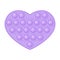Popit purple heart as a fashionable silicon fidget toy. Addictive anti-stress cute toy in pastel colors. Bubble sensory