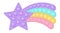 Popit purple star with a rainbow tail in style a fashionable silicon fidget toys. Antistress toy in pastel colors - pink