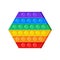 Popit vector toy, rainbow push bubbles, fidget icon, sensory game. Antistress finger gadget. Colorful silicone pop it hexagon.