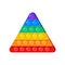 Popit vector toy, rainbow push bubbles, fidget icon, sensory game. Antistress finger gadget. Colorful silicone pop it triangle.