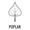 Poplar leaf icon, simple black style