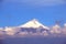 Popocatepetl volcano with snow and clouds near cholula  puebla, mexico I