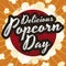 Popped Corns, Label and Greeting Message for Popcorn Day Event, Vector Illustration