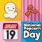 Popped Kernel, Seeds, Calendar and Greeting Celebrating National Popcorn Day, Vector Illustration