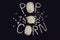 Popped Popcorn maize kernels and shaped in the word â€˜popcornâ€™