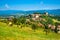 Poppi medieval village panoramic view. Casentino Arezzo, Tuscany
