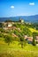 Poppi medieval village panoramic view. Casentino Arezzo, Tuscany Italy