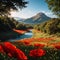 Poppies Bloom at the Magical Tabor Stream Nature Reserve, Israel made with Generative AI