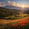 Poppies Bloom at the Magical Tabor Stream Nature Reserve, Israel made with Generative AI