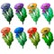 Poppies of different colors. Set of floral elements for your design.