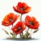 poppies isolated on a white background. 3d illustration. Generative AI